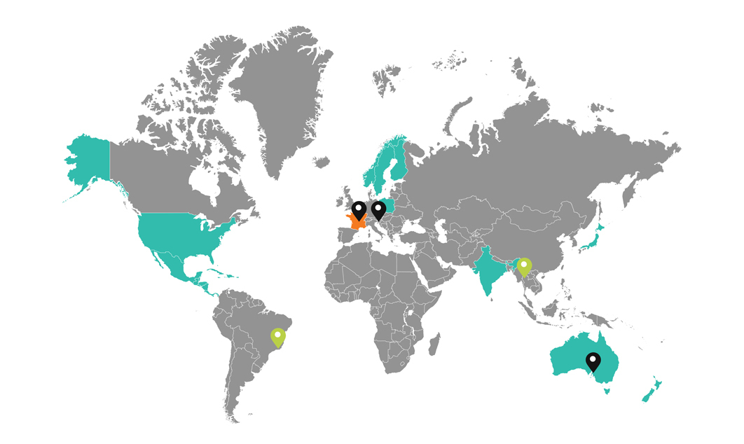 Global map with Lumibird main presence points