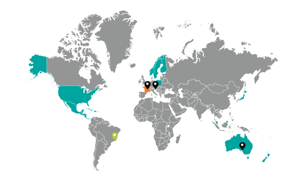 Global map with Lumibird main presence points