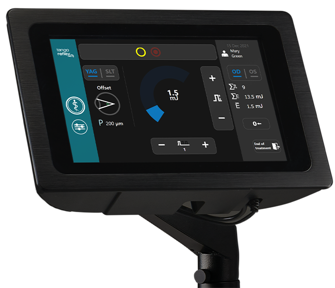 <p>Ambidextrous controls&nbsp;<br>within <strong>easy reach at the slit lamp</strong></p>