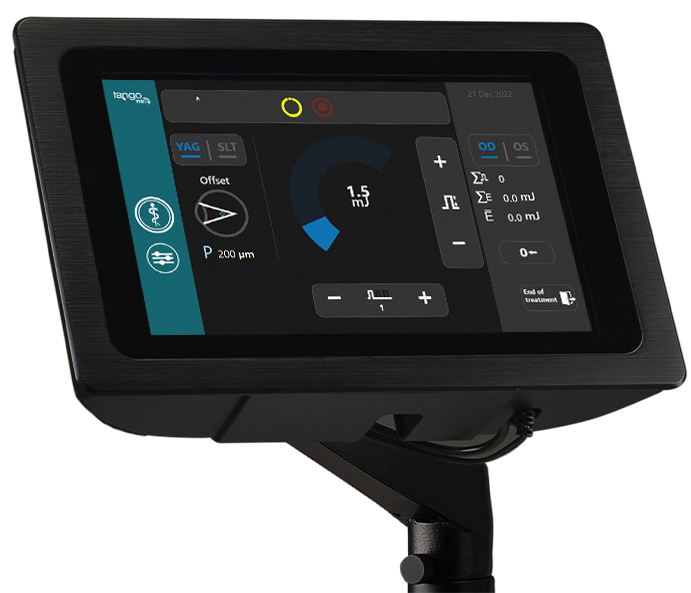 <p>Ambidextrous controls&nbsp;<br>within&nbsp;<strong>easy reach at the slit lamp</strong></p>